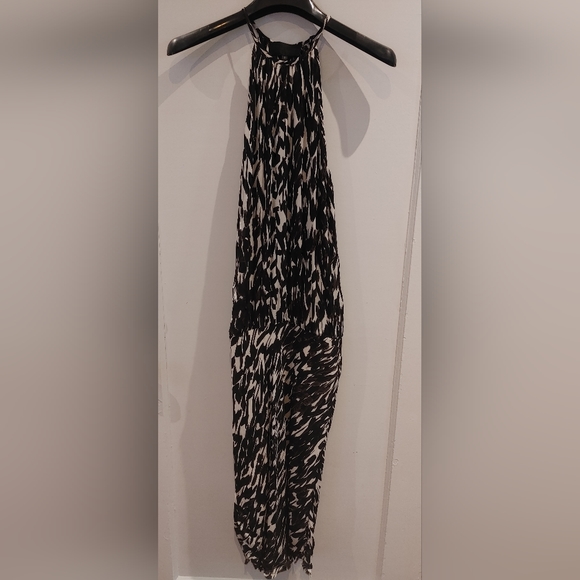 Nili Lotan Silk Feather Print Halter Dress Size Small - Picture 4 of 8